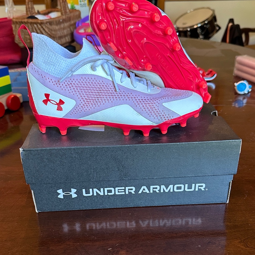 Under Armour Red and White Cleats